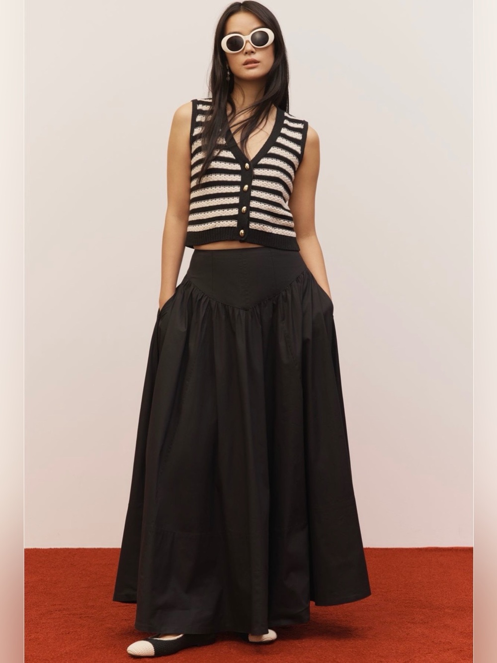 Anthropologie Maeve Drop Waist A line Maxi skirt